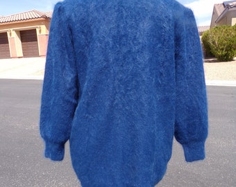 NWT XL (16-18) Real ANGORA Sweater by Lee Sands, Blue, Fully NWT XL (16-18) Real ANGORA Sweater by Lee Sands, Blue, Fully