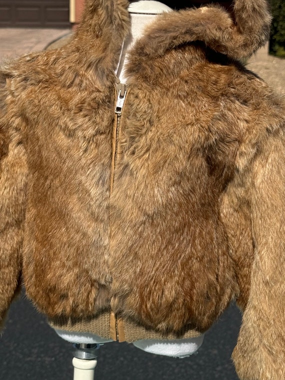 Child (2T) real RABBIT fur hooded bomber jacket, … - image 2