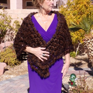 OS real MINK FUR stole shawl wrap, dk brown mink, classic ball-style/open knit frame, summer bridal fur, vintage wedding fur, E-U-C (#3093)