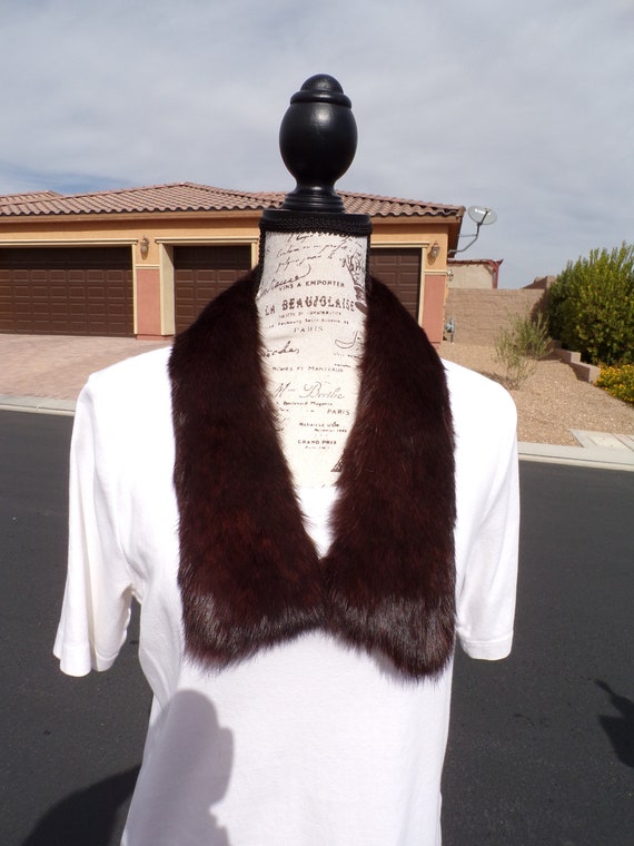 dk brown RABBIT FUR pass thru scarf scarves colla… - image 1