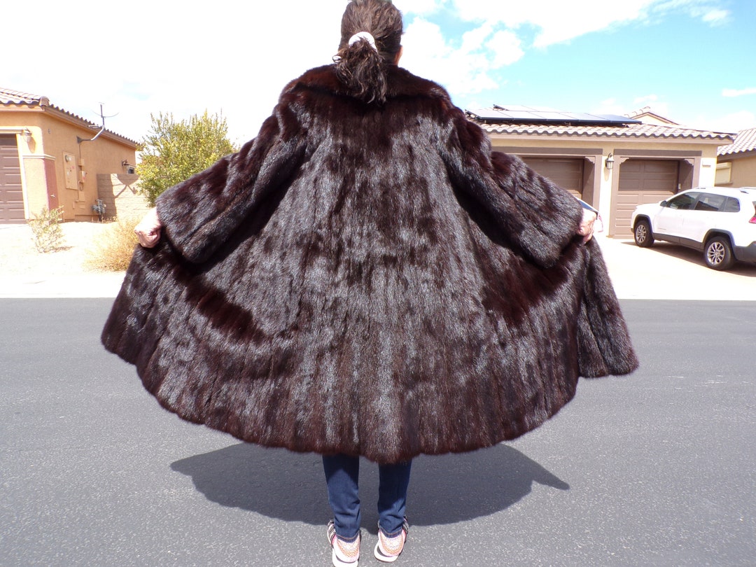 ML 1012 Real RUSSIAN SABLE Fur Coat, Fulllength Dark Brown, royal