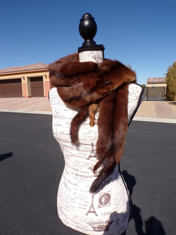 4 pelt dark RUSSIAN SQUIRREL weasel scarf scarves… - image 7