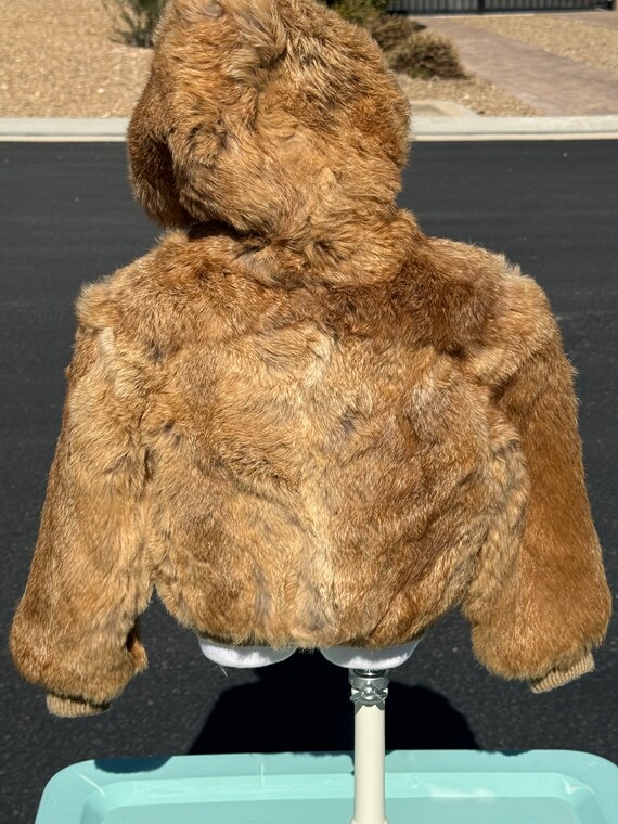Child (2T) real RABBIT fur hooded bomber jacket, … - image 5