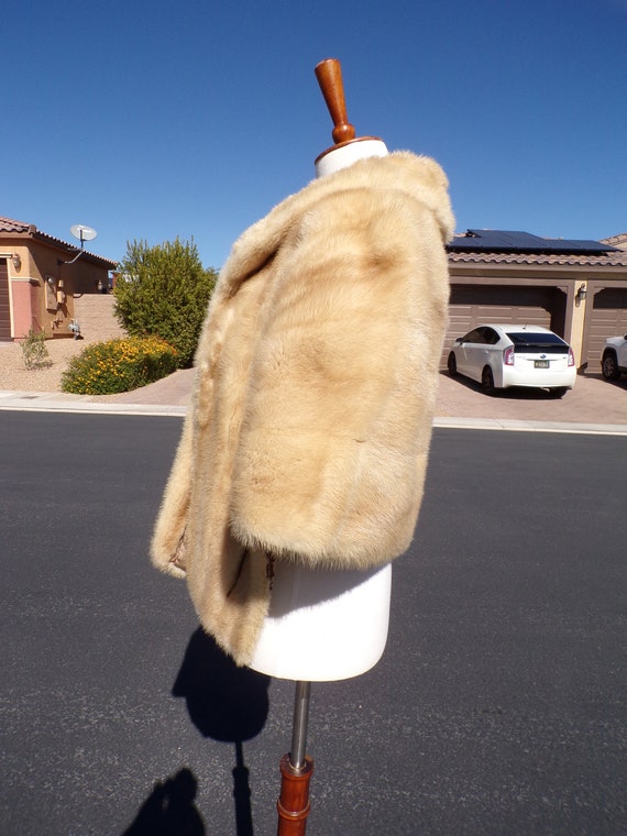 S-M (8-10) real blonde MINK FUR stole stoll stowe… - image 4