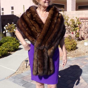75&quot; real CANADIAN SABLE flat fur stole shawl wrap, oversized, immaculate vintage condition, magnificent vintage fur stole! EUC (#3096)