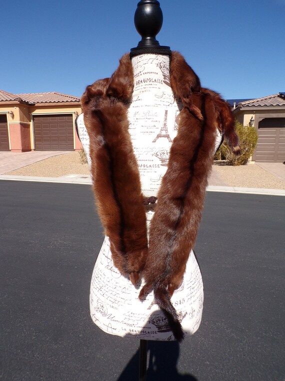 4 pelt dark RUSSIAN SQUIRREL weasel scarf scarves… - image 3