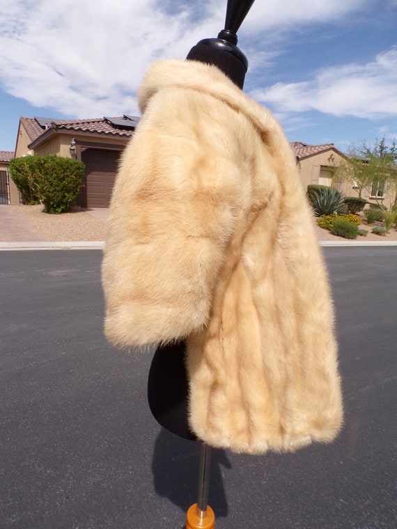 M (8-10) real blonde MINK FUR stole stoll cape sh… - image 7