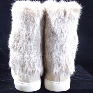 Wm 10 TORY BURCH real fur boots, Angelica, beige, winter boots, real rabbit fur trim on the shaft, vintage real fur boots 1440 image 4