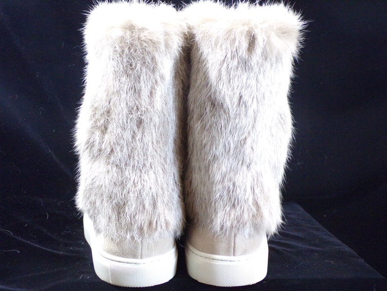 Wm 10 TORY BURCH real fur boots, Angelica, beige, winter boots, real rabbit fur trim on the shaft, vintage real fur boots 1440 image 4