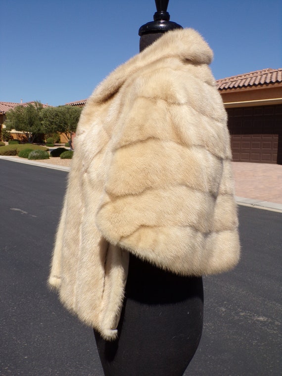 S-M (8-10) real blonde MINK FUR stole stoll stowe… - image 4