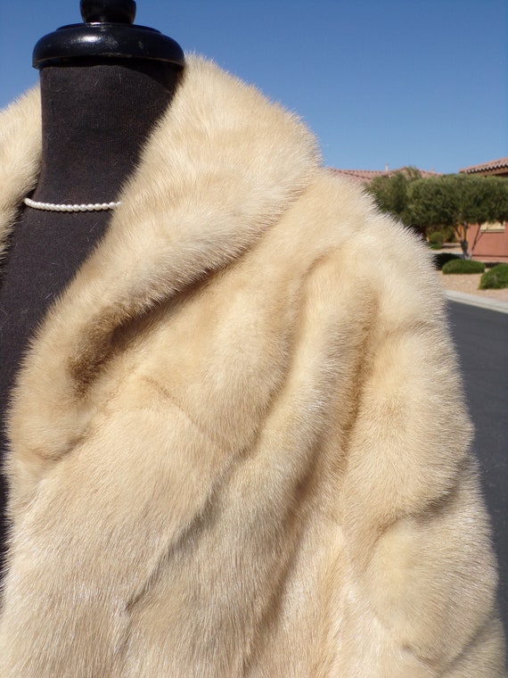 S-M (8-10) real blonde MINK FUR stole stoll stowe… - image 3
