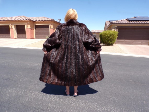 MT LT 10T 12T Real BEAVER Fur Coat by Adolfo Full length Long Hair Mahogany Beaver Unisex Thick Soft Lush Texture E U C ch 31 2 Etsy