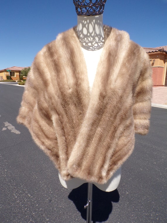 L (12-14) real MINK FUR stole stoll shawl wrap, s… - image 2