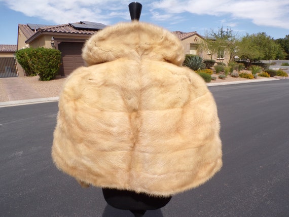 M (8-10) real blonde MINK FUR stole stoll cape sh… - image 6