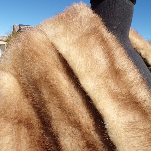 XL (14-16) real MINK FUR stole shops stoll shawl wrap, beige/light brown mink, bridal fur, wedding fur, Mother of the Bride, classic stole (#338)