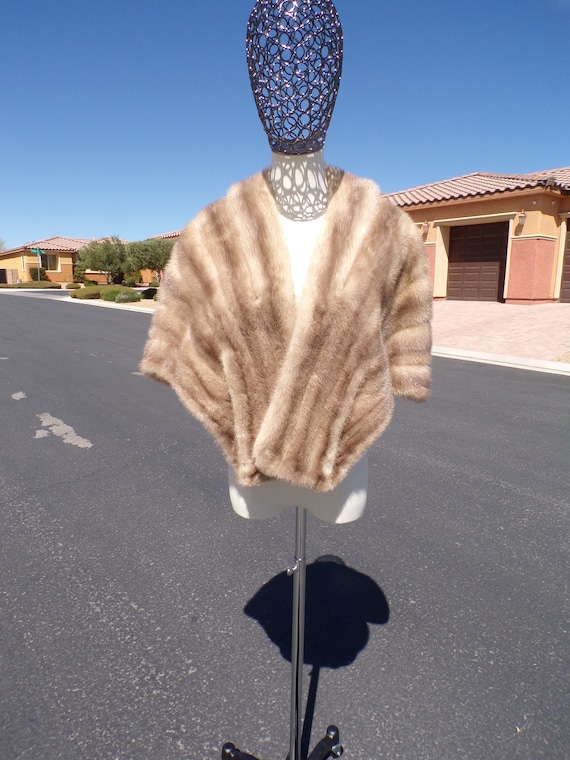 L (12-14) real MINK FUR stole stoll shawl wrap, s… - image 1