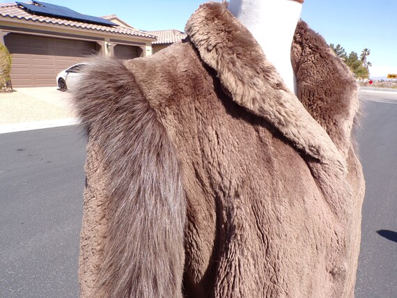 M (10) real SHEARED BEAVER & FOX fur coat, full-l… - image 3