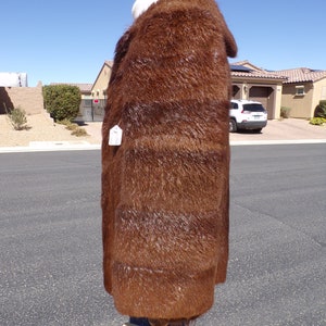 Unisex Mens S real NUTRIA FUR jacket coat stroller, hip-length similar to beaver fur, dark brown, pretty, soft and luxurious 1542-2 image 4