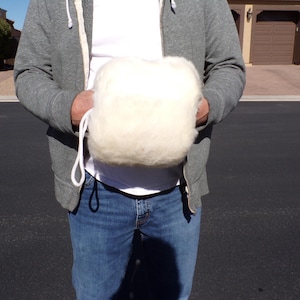 ADULT (sm) real RABBIT fur muff, white/ivory, fur muff with wrist strap, classic flower girl/toddler fur muff