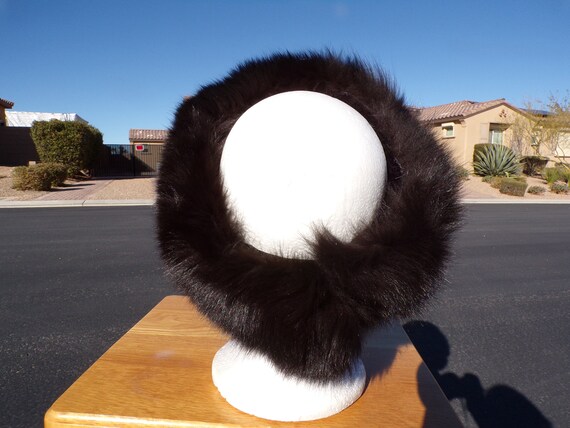 NWT 23" real BLACK FOX fur headband, solid black,… - image 3