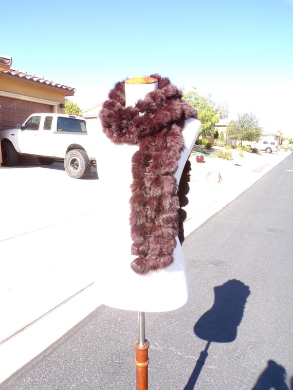 55" brown RABBIT FUR scarf muffler boa, unisex br… - image 1