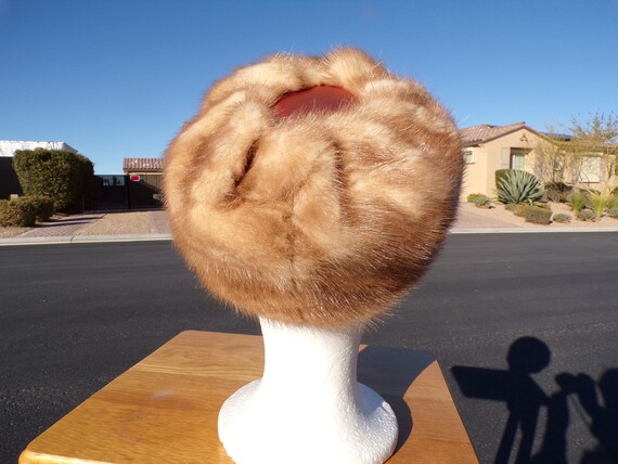 21.5" real MINK FUR hat, womens fur hat, pillbox … - image 5