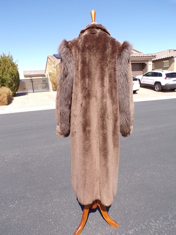 M (10) real SHEARED BEAVER & FOX fur coat, full-l… - image 6