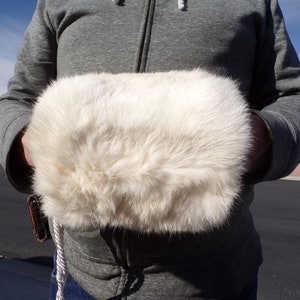 CHILD&#39;s RABBIT muff, white/ivory, fur muff with wrist strap, classic flower girl/toddler fur muff, vintage muff, timeless muff (#2064-2)