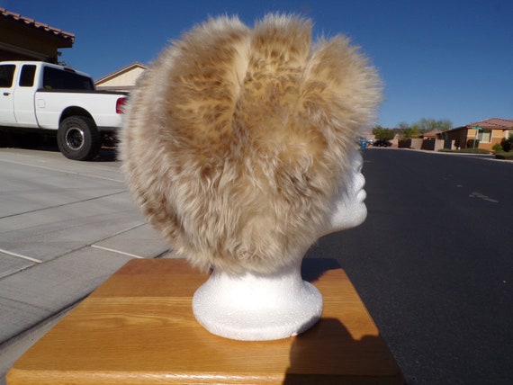 22" real beige Tuscan LAMBSKIN FUR wool hat, unis… - image 6