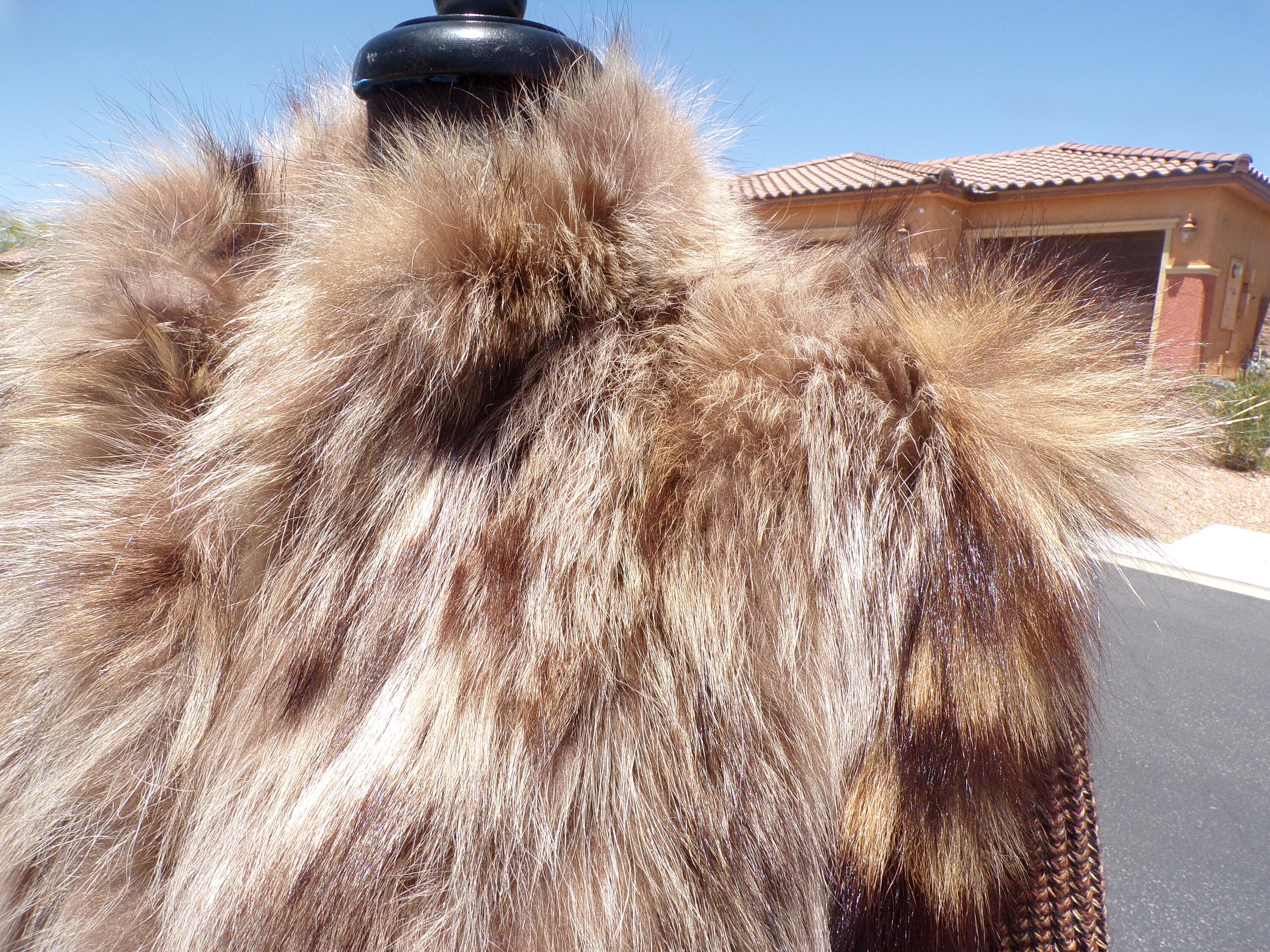S-M (6-8) Convertible RACCOON Fur and Sweater Knit Jacket