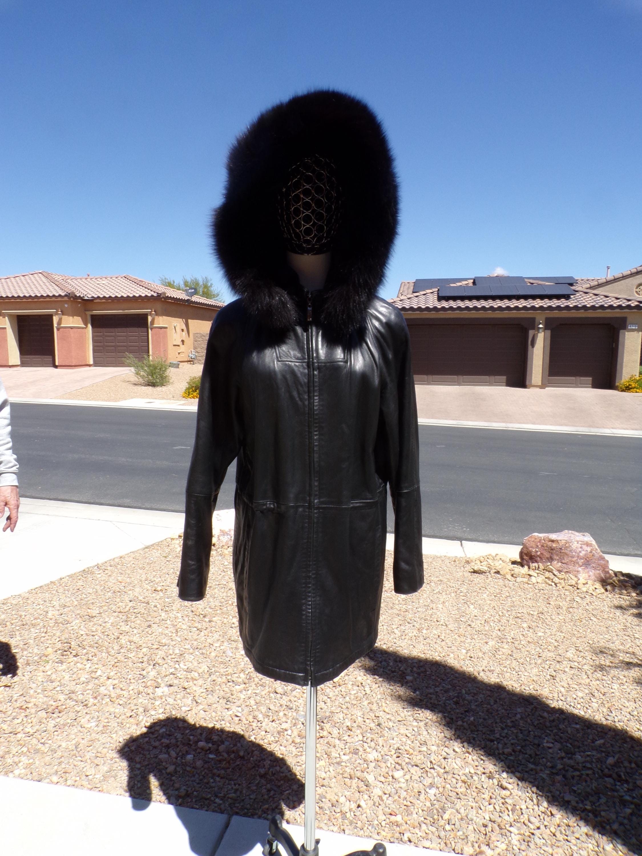 Vintage Leather Fox Fur Jacket - Etsy
