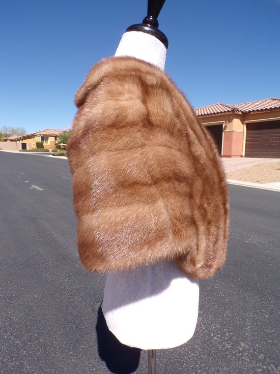 M (8-10) real MINK FUR stole stoll shawl wrap, lt… - image 7