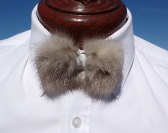 real MINK FUR bow tie GRAY, wedding fur, bridal fur, prom grooms fur, handmade from old fur coats, upcycled repurposed mink fur (#1968-2)