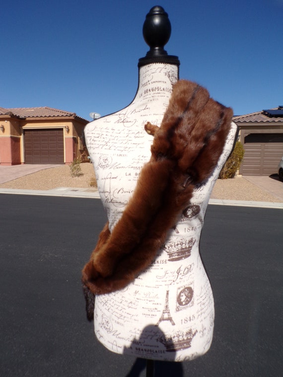 4 pelt dark RUSSIAN SQUIRREL weasel scarf scarves… - image 9