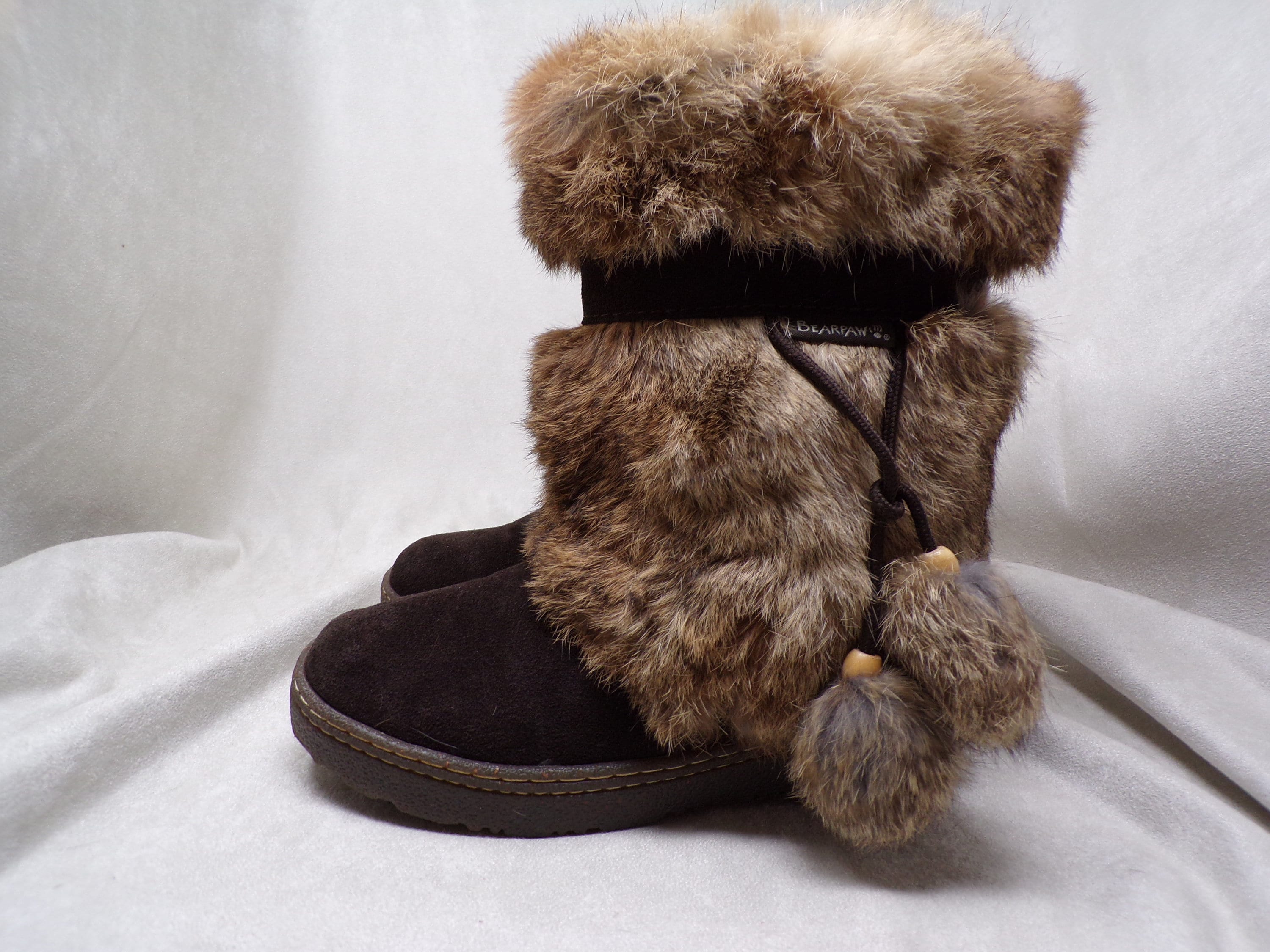 Youth Size 6 EU 38 Bear Paw tama Ii RABBIT Fur Boots Real Suede W Wool Fleece Lining Brown Gently Used Clean 1996 2 Etsy