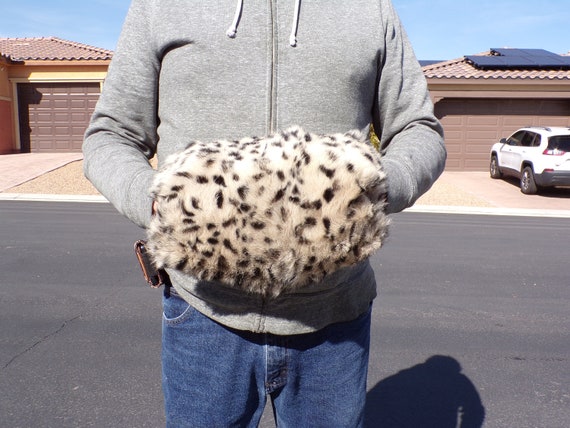 ADULT (XL) RABBIT fur muff, dyed w spots, from Lo… - image 2