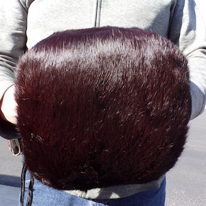 ADULT brown RABBIT FUR muff, dark brown rabbit fur muff, heavily padded inside, timeless classic, vintage womens muff (#2062, 2303)