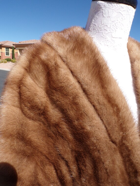 M (8-10) real MINK FUR stole stoll shawl wrap, lt… - image 2