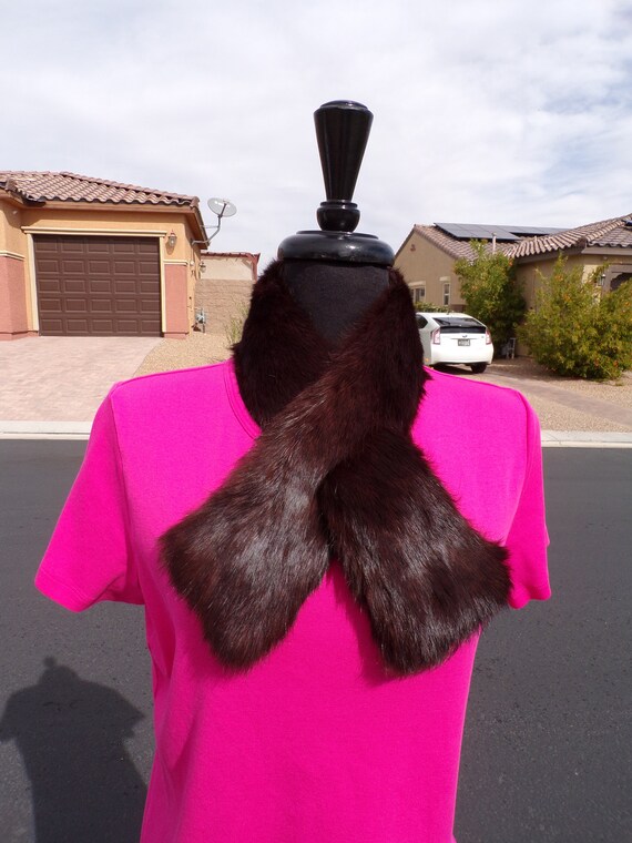 dk brown RABBIT FUR pass thru scarf scarves colla… - image 8