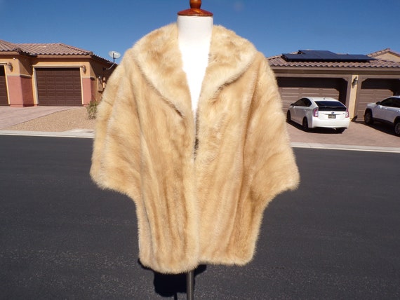 S-M (8-10) real blonde MINK FUR stole stoll stowe… - image 2
