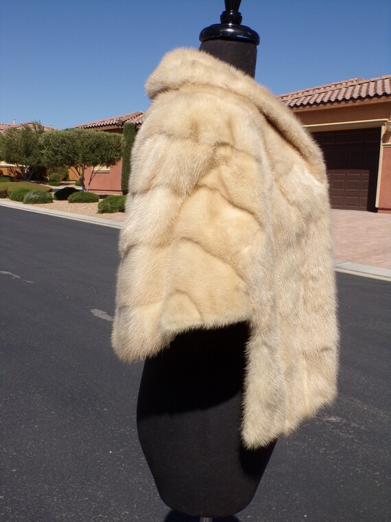 S-M (8-10) real blonde MINK FUR stole stoll stowe… - image 7