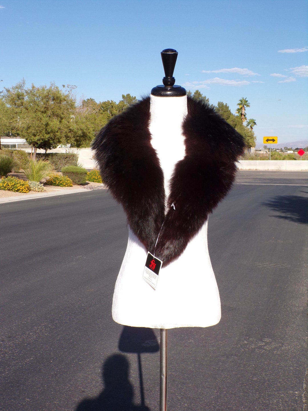 Real Fox Fur Collar Tracksuit Black