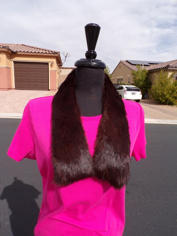 dk brown RABBIT FUR pass thru scarf scarves colla… - image 7