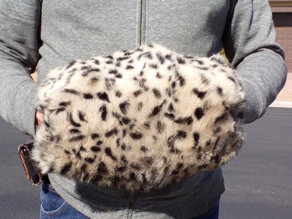 ADULT (XL) RABBIT fur muff, dyed w spots, from Lo… - image 1