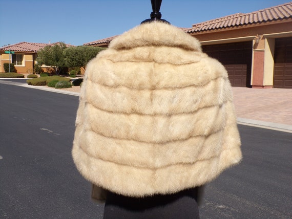 S-M (8-10) real blonde MINK FUR stole stoll stowe… - image 5