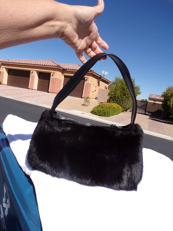 Preston & York Purse Faux Alligator Two-tone Leather and Fur Shoulder Bag  Black - $23 - From C