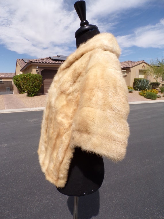 M (8-10) real blonde MINK FUR stole stoll cape sh… - image 4