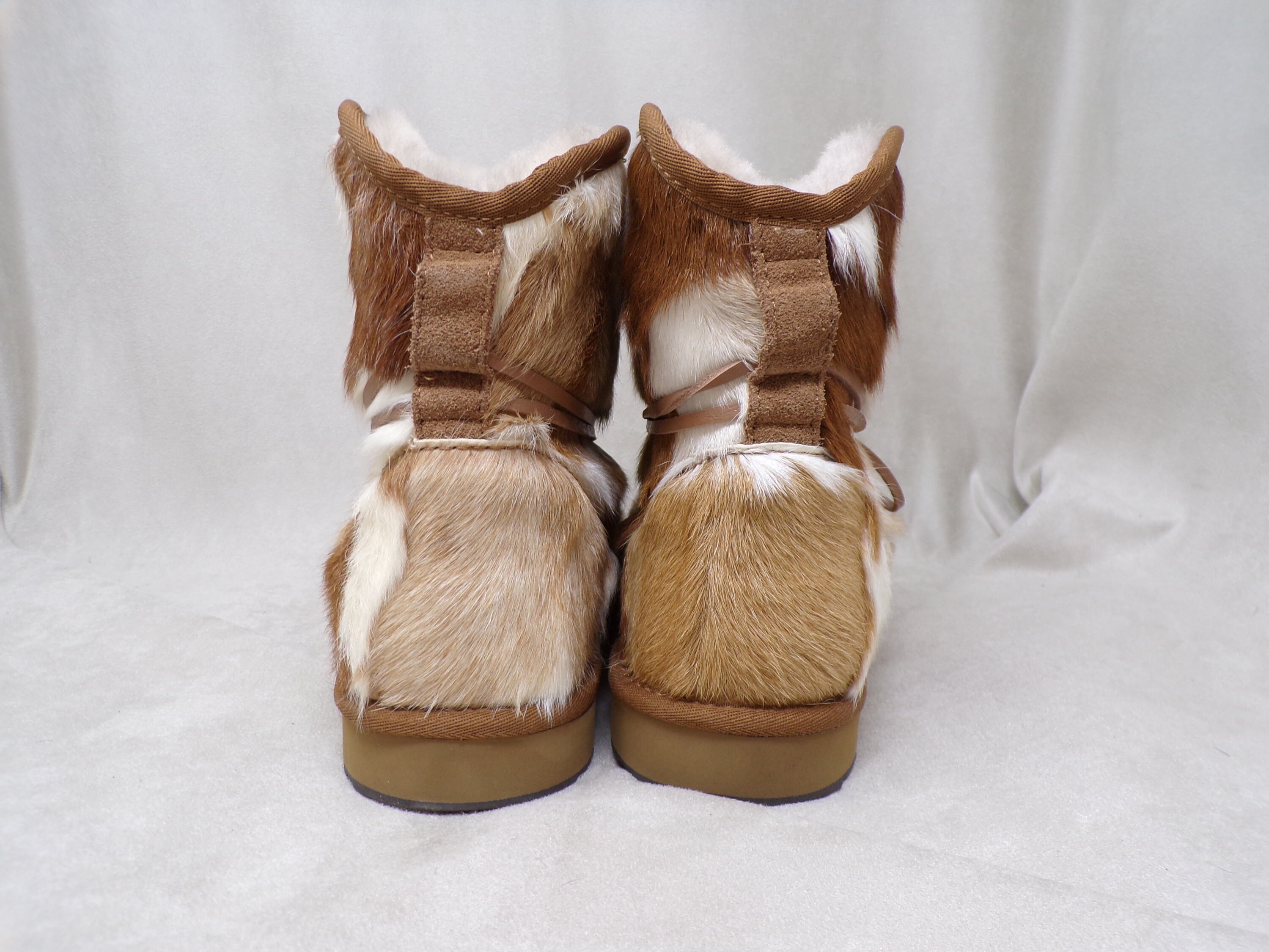 NWOT Wm 9 Real Rabbit Fur Ankle Boots by AU MU australia High Quality Brown beige white Rabbit Fur Trim on the Entire Boot 2526 Etsy
