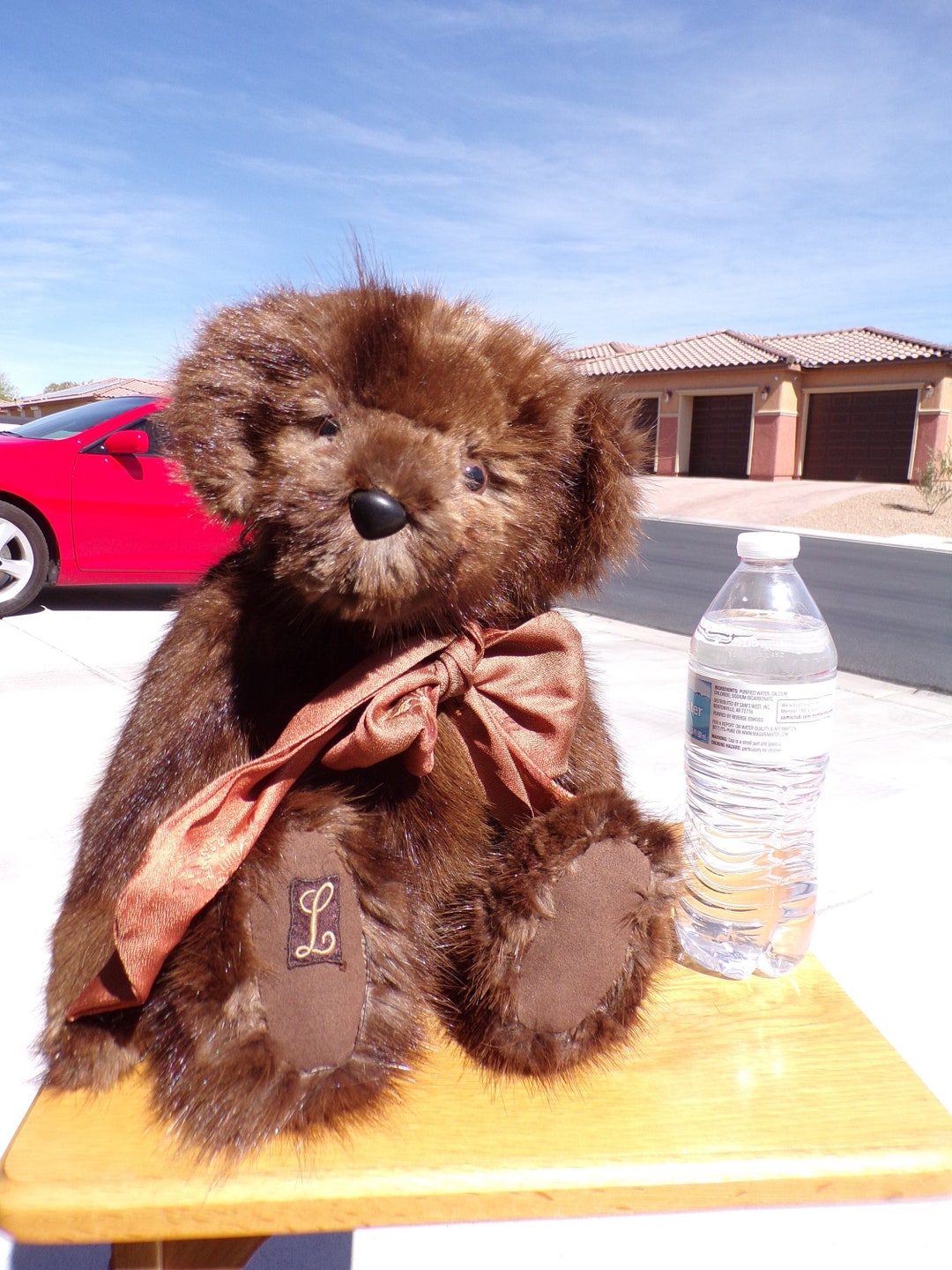 17 Real MUSKRAT FUR Jointed Teddy Bear, OOAK Adult Stuffed Animal