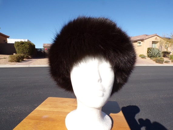 NWT 23" real BLACK FOX fur headband, solid black,… - image 5